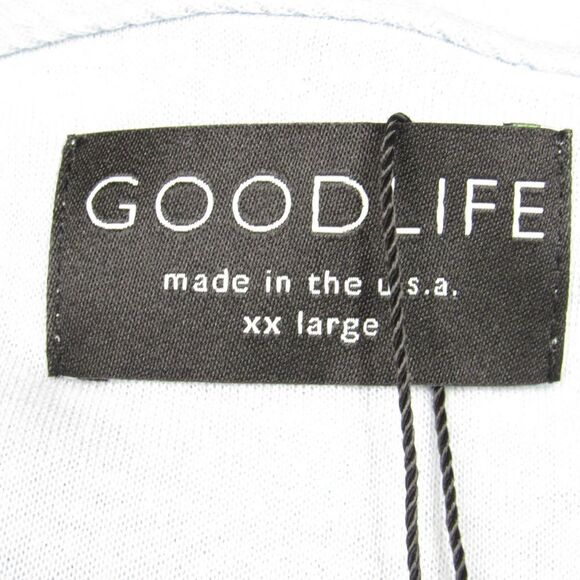 GOODLIFE Double Layer Scallop Hoodie Shirt In Skyway Blue SZ XXL - Picture 2 of 6